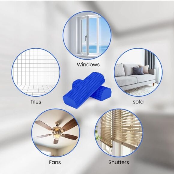 Damp Clean Duster Sponge 2 Pk Durable Magic Dust Wet Grooves Reusable Scrub SL2 - Picture 8 of 8